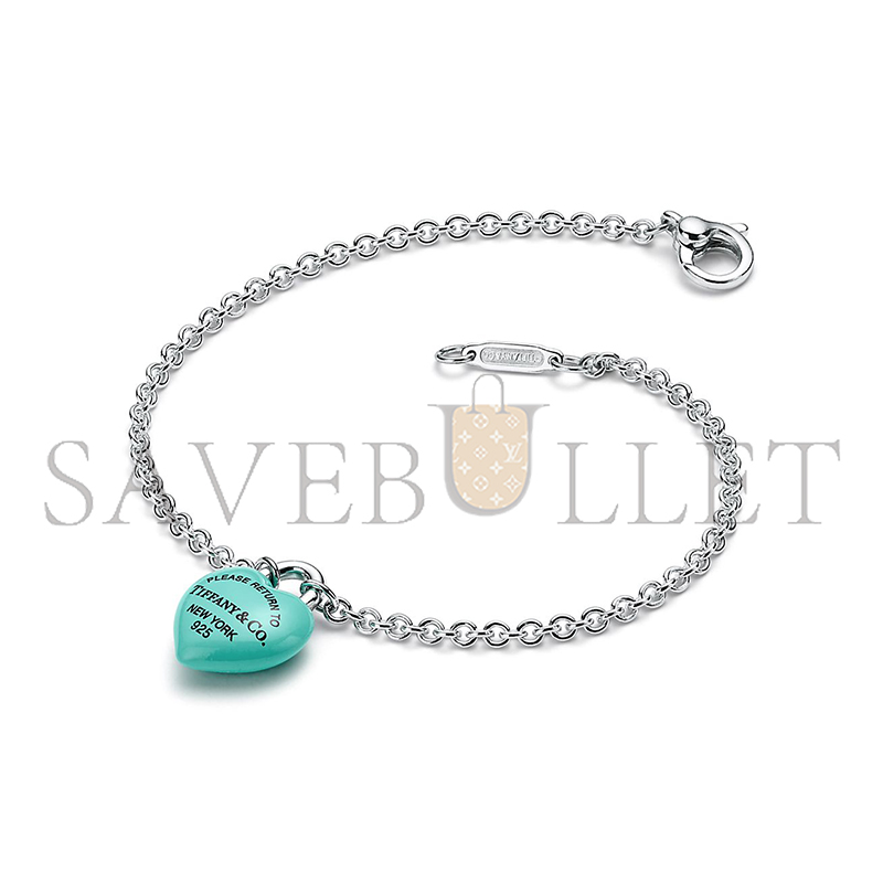 TIFFANY FULL HEART BRACELET PURE SILVER WITH TIFFANY BLUE ACCENTS 74956793